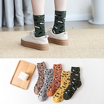 Women's Crew Socks Thick Winter Warm Socks Home Daily Dot Spandex Acrylic Fibers Simple Casual Warm Casual 5 Pairs Lightinthebox