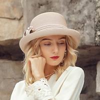 Hats Fiber Bowler / Cloche Hat Bucket Hat Floppy Hat Casual Beach Elegant Wedding With Faux Pearl Splicing Headpiece Headwear Lightinthebox - thumbnail