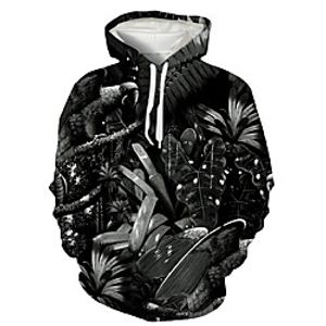 Men's Pullover Hoodie Sweatshirt Plants Graphic Front Pocket Print Casual Daily Weekend 3D Print Casual Retro Hoodies Sweatshirts  Black miniinthebox