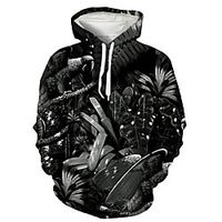 Men's Pullover Hoodie Sweatshirt Plants Graphic Front Pocket Print Casual Daily Weekend 3D Print Casual Retro Hoodies Sweatshirts  Black miniinthebox - thumbnail