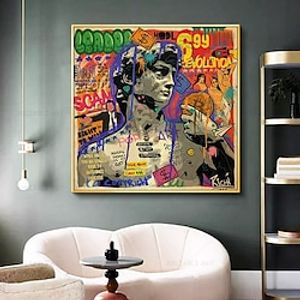 Handmade Hand Painted Oil Painting Wall Art Abstract  Graffiti Canvas Wall Art Freedom Home Decoration Decor Rolled Canvas No Frame Unstretched miniinthebox