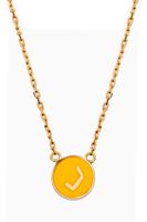 Mina "R" Round Enamel Necklace in 18kt Yellow Gold Mina "R" Round Enamel Necklace in 18kt Yellow Gold