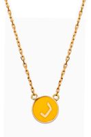 Mina "R" Round Enamel Necklace in 18kt Yellow Gold - thumbnail