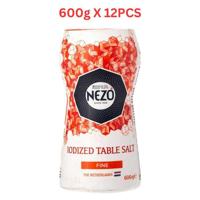 Nezo Fine Iodized Table Salt (Red) 600g Pack of 12