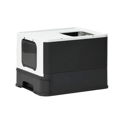 Pakeway Foldable Cat Litter Box With Cat Litter Scoop Black - 52.5X41X37.5cm