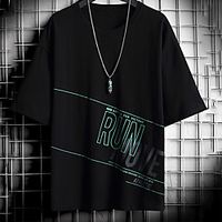 Men's Unisex Tee T shirt Hot Stamping Graphic Prints Letter Plus Size Print Short Sleeve Casual Tops Cotton Basic Fashion Designer Big and Tall White Black Dark Gray miniinthebox - thumbnail