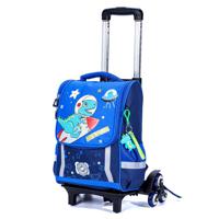 Eazy Kids School Bag Dino In Space With Trolley - Blue