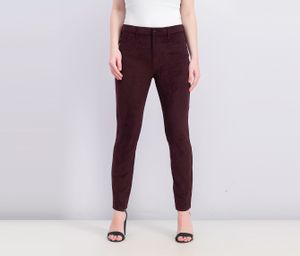Womens Stiletto Ankle Sueded Skinny Pants  Garnet Suede