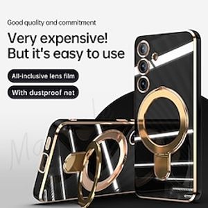 Phone Case For Samsung Galaxy S24 S24 Ultra Plus Back Cover Magnetic Adsorption With Magsafe with Stand Holder Camera Lens Protector Support Wireless Charging TPU Plating miniinthebox