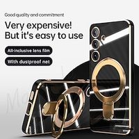 Phone Case For Samsung Galaxy S24 S24 Ultra Plus Back Cover Magnetic Adsorption With Magsafe with Stand Holder Camera Lens Protector Support Wireless Charging TPU Plating miniinthebox