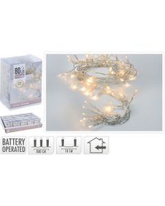 Homesmiths Christmas 80 Led Lights Battery Oprated Warm White Indoor