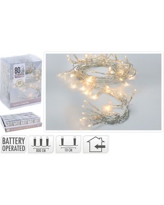 Homesmiths Christmas 80 Led Lights Battery Oprated Warm White Indoor