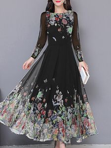 Round Neck Printed Maxi Dress