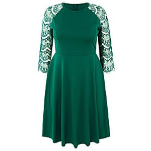 Women's Sheath Dress Knee Length Dress Green Long Sleeve Solid Color Summer Round Neck Casual 2021 XXL 3XL 4XL miniinthebox