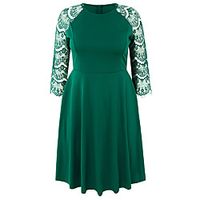 Women's Sheath Dress Knee Length Dress Green Long Sleeve Solid Color Summer Round Neck Casual 2021 XXL 3XL 4XL miniinthebox - thumbnail