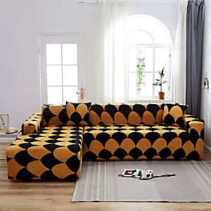 Round Print Dustproof All-powerful Slipcovers Stretch L Shape Sofa Cover Super Soft Fabric Couch Cover Sofa Furniture Protector with One Free Boster Case miniinthebox