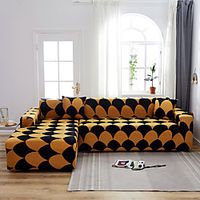 Round Print Dustproof All-powerful Slipcovers Stretch L Shape Sofa Cover Super Soft Fabric Couch Cover Sofa Furniture Protector with One Free Boster Case miniinthebox - thumbnail