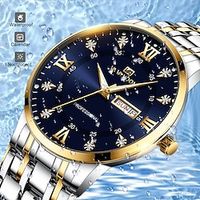 Men Quartz Watch Calendar Waterproof Noctilucent Day Date Stainless Steel Watch miniinthebox - thumbnail