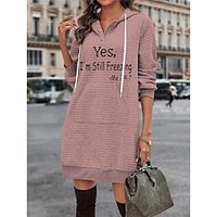 Women's Hoodie Dress Casual Dress Mini Dress Warm Fashion Outdoor Vacation Going out Hoodie Pocket Print Letter Regular Fit Pink S M L XL XXL Lightinthebox - thumbnail
