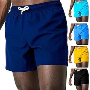 Men's Swim Shorts Swim Trunks Board Shorts Beach Shorts Pocket Drawstring Straight Leg Plain Comfort Outdoor Daily Holiday Sports Casual Black Blue Micro-elastic Lightinthebox