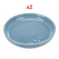 Trixie XXL Ceramic Bowl Shallow Version For Cats - Blue 18cm (Pack Of 2)