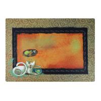 Drymate Cat Litter Mat Tan Swirl Fish Kitty 20 x 28 inch/ 51cm x 71 cm