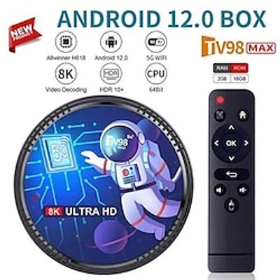 New 8K HD Play TV98 MAX Smart TV Box Android 12 2.4G 5G Wifi Bluetooth Receiver Media Player Lightinthebox