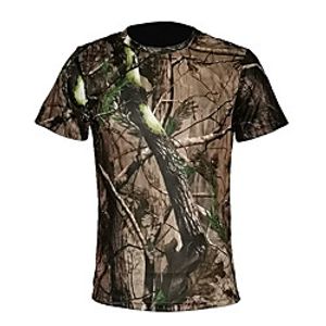 Men's Hunting T-shirt Tee shirt Camo  Camouflage Short Sleeve Outdoor Summer Breathability Wearable Quick Dry Soft Cotton Polyester Green  Yellow Jungle camouflage ACU CP Black Lightinthebox