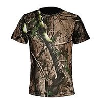 Men's Hunting T-shirt Tee shirt Camo  Camouflage Short Sleeve Outdoor Summer Breathability Wearable Quick Dry Soft Cotton Polyester Green  Yellow Jungle camouflage ACU CP Black Lightinthebox - thumbnail