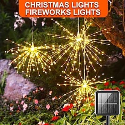 Christmas Solar Fireworks String Indoor and Outdoor Christmas Halloween Festival Wedding Courtyard Garden Lawn Tree Decorative Light miniinthebox