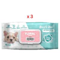 Absorb Plus Anti Bacterial Pet Wipes Floral Scented 80pcs Pack Of 3