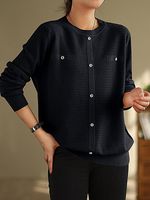 Women's Casual Jacquard Knitted Button Loose Sweater