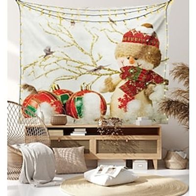 Christmas Snowman Holiday Party Wall Tapestry Art Decor Blanket Curtain Picnic Tablecloth Hanging Home Bedroom Living Room Dorm Decoration Fireplace Stocking Gift Polyester Lightinthebox