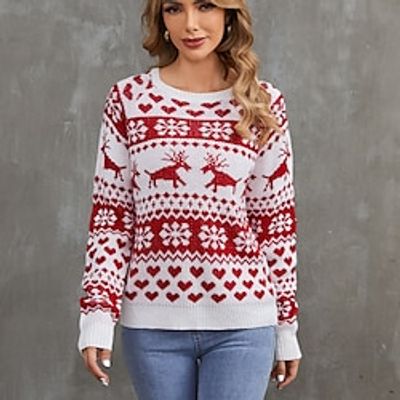 Christmas Reindeer Ugly Christmas Sweater / Sweatshirt Sweatshirt Pullover Print Funny Top For Women's Adults' 3D Print 100% Polyester Party Casual Daily miniinthebox