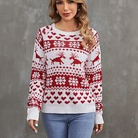 Christmas Reindeer Ugly Christmas Sweater / Sweatshirt Sweatshirt Pullover Print Funny Top For Women's Adults' 3D Print 100% Polyester Party Casual Daily miniinthebox - thumbnail