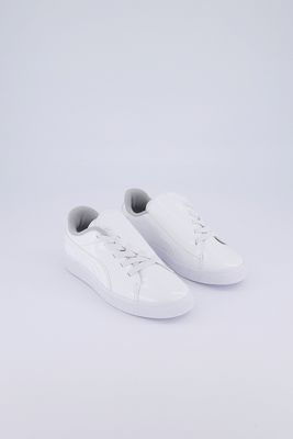 Kids Girls Basket Crush Patent AC Shoes  White
