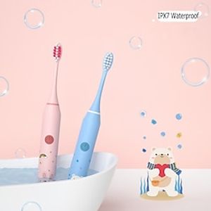Children's Electric Toothbrush Professional Health Dental Hygiene Children's Rotary Brush Head 3Gum Care Toothbrush IPX7 Waterproof Rechargeable Acoustic Toothbrush 4 Toothbrush Heads miniinthebox