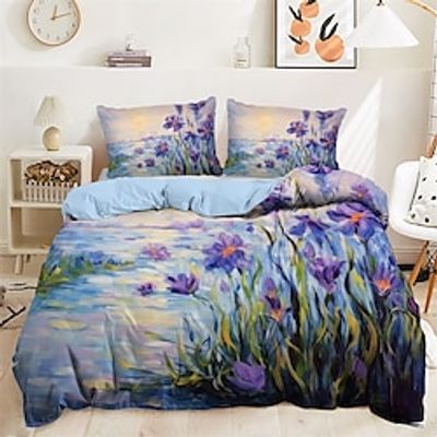 100% Cotton Duvet Cover Set Oil Painting Style Pattern Comforter Set Soft 3-Piece Luxury Bedding Set Home Decor Dusk Bedding Gift King Queen Full Size Lightinthebox