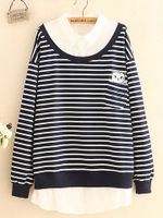 Stripe Fake Two Pieces Women Blouses