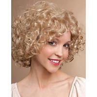 Wig Natural Wave Asymmetrical With Bangs Wig Short Light Blonde Synthetic Hair Women's Classic Blonde Blonde Short Blonde Curly with Bangs Full Bouncy Curly Wigs Lightinthebox