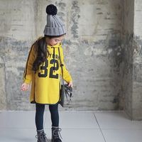 Printed Kids Girls Long Sleeved Hoodies Dresses