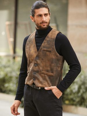 Men Casual Retro V-neck Print Pocket Vests Men Casual Retro V-neck Print Pocket Vests