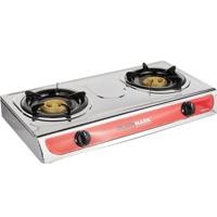 Olsenmark 2 Burner Stainless Steel Gas Cooktop, Auto Ignition, Silver - OMK2316