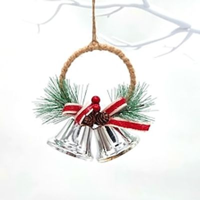 Christmas decorations Christmas tree bell pendants New bow double bell pendants Window decorations Lightinthebox