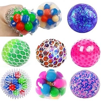 2022 Glitter Foam Led Colored Bead Grape Vent Ball Antistress Stress Relief Hand Fidget Toy Squishy Stressball For Kids Adults 3 pcs miniinthebox