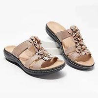 Women's Sandals Wedge Heel Round Toe PU Solid Colored Almond Black Blue Lightinthebox - thumbnail