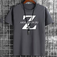 Men's Unisex Tee T shirt Hot Stamping Graphic Prints Letter Plus Size Print Short Sleeve Casual Tops Cotton Basic Fashion Designer Big and Tall White Black Khaki Lightinthebox - thumbnail