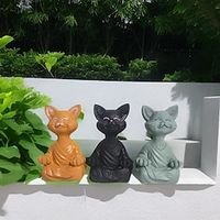 Enhance Your Home and Garden Decor with this Exquisite Resin Craftsmanship Statue of a Sitting Cat, Featuring Intricate Details and Angelic Wing Accents, Perfect for Adding a Touch of Whimsy and Elegance to Your Living Space Lightinthebox