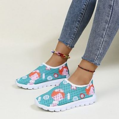 Women's Sneakers Flat Heel Round Toe Mesh Solid Colored Blue Green White Lightinthebox
