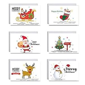 6pcs Christmas Tree Reindeer Santa Claus Congratulations Cards Thank You Cards Greeting Cards for Gift Decoration Party with Envelope 7.95.9 inch Paper Lightinthebox